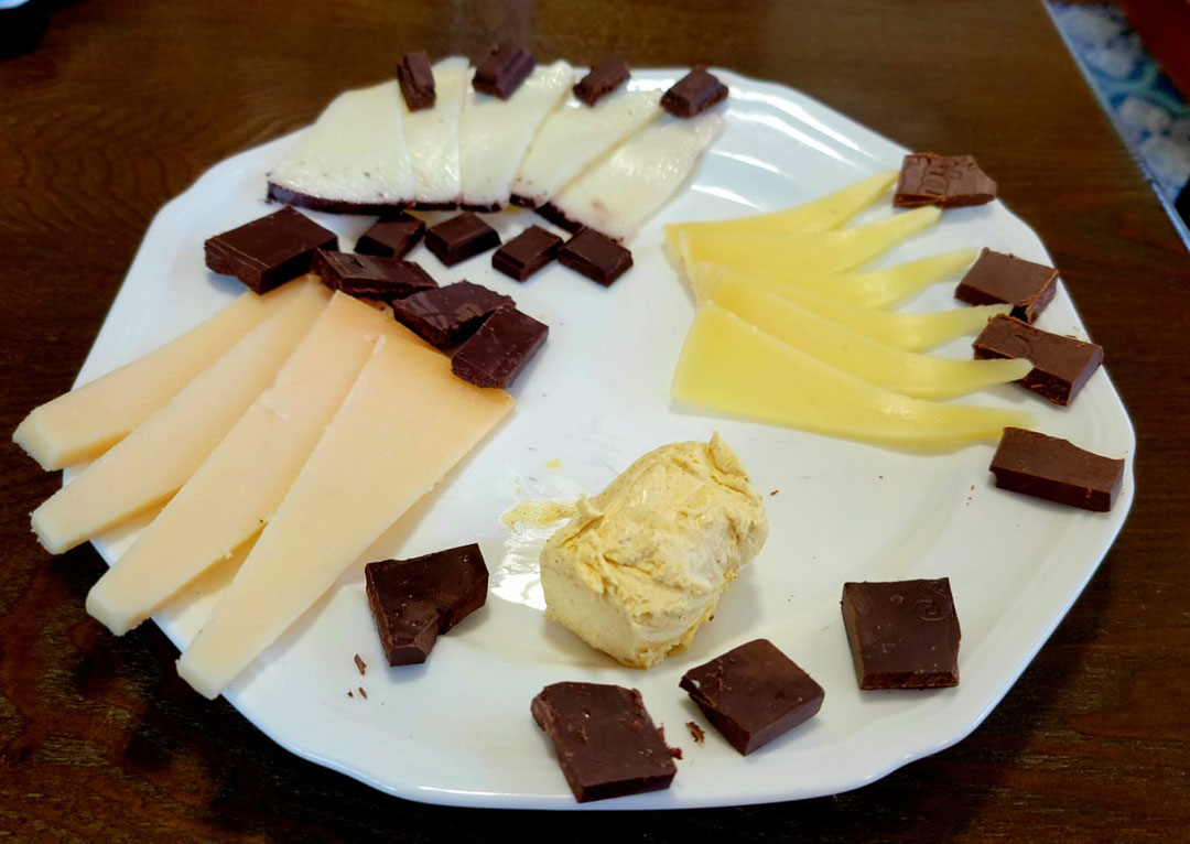 Chocolate and cheese board